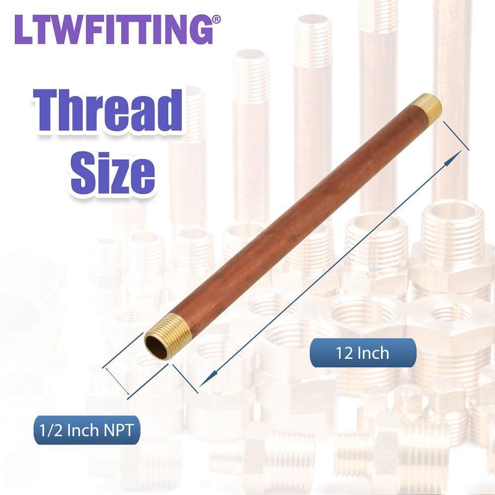 LTWFITTING Assortment Kit (5 in. 5-1/2 in. 6 in. 7 in. 8 in. 10 in. 12 in.) x 1/2 in. Male NPT Brass Pipe Long Nipple Set (7-Pack) (2)