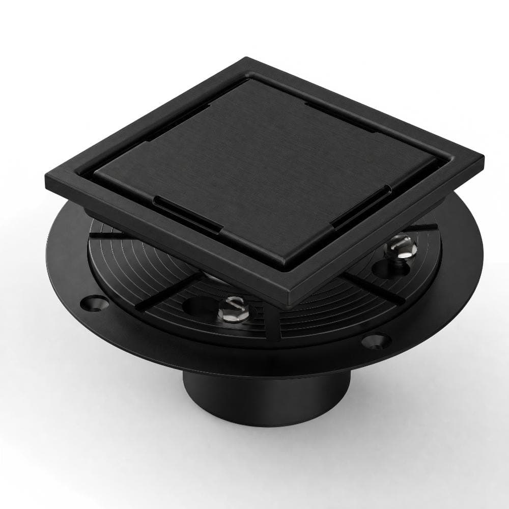 WIZ 6 in. Square Shower Drain with Removable Grate and Hair Strainer in Matte Black (1)