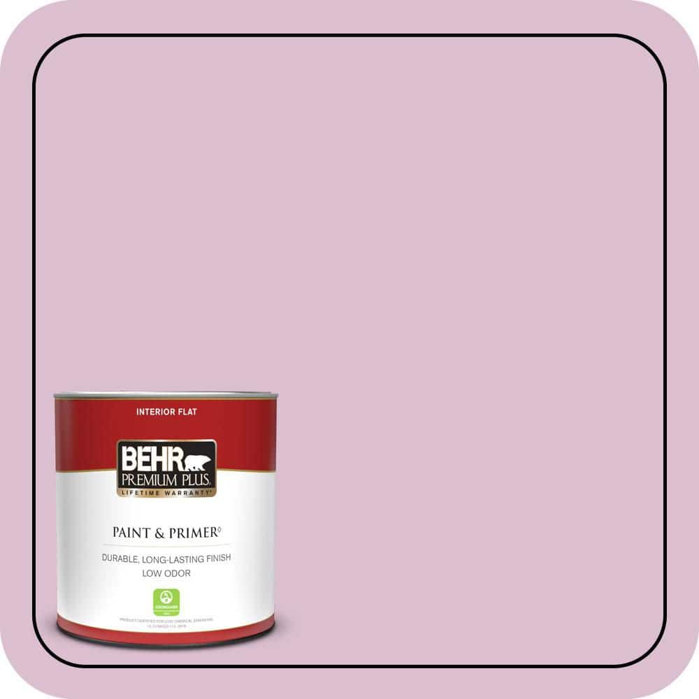 BEHR PREMIUM PLUS 1 qt. #690C-3 Delicate Bloom Flat Low Odor Interior Paint & Primer (1)