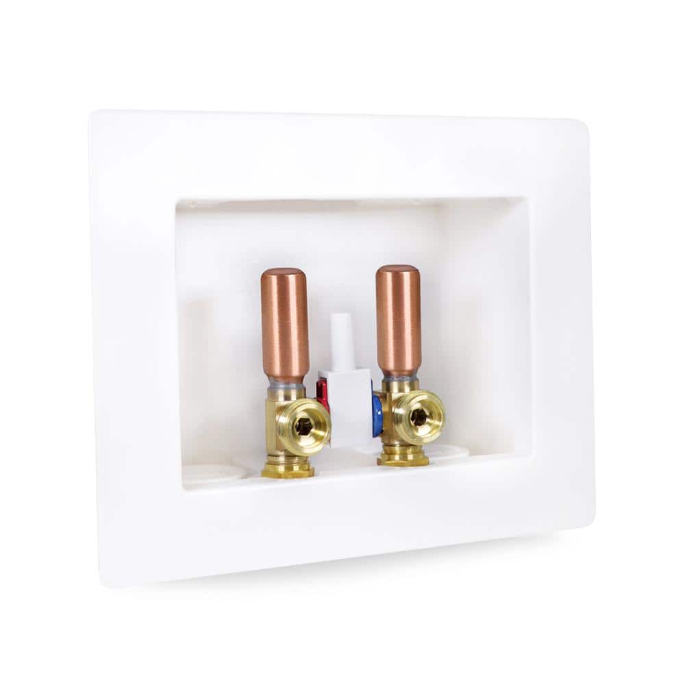 PLUMBFLEX 1/2 in. CPVC Slip Joint x 3/4 in. MHT Brass Washing Machine Valves in ABS Plastic Dual Outlet Box with Hammer Arrester (1)