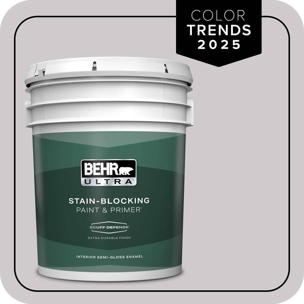 BEHR ULTRA 5 gal. #MQ3-28 Rock Crystal Extra Durable Semi-Gloss Enamel Interior Paint & Primer