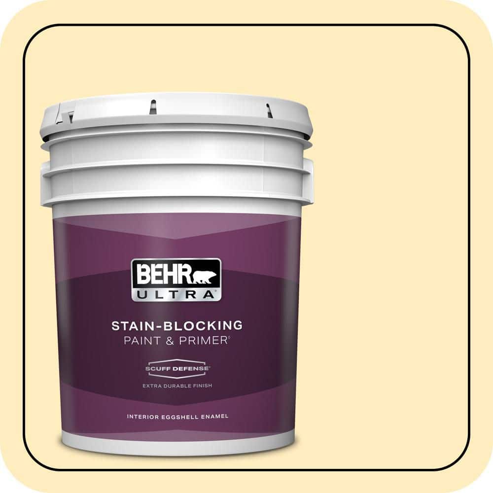 BEHR ULTRA 5 gal. #P290-1 Soft Buttercup Extra Durable Eggshell Enamel Interior Paint & Primer
