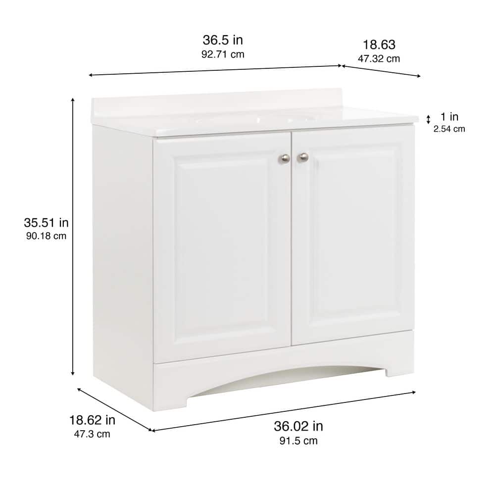 Glacier Bay 37 in. Single Sink White Bath Vanity with Cultured Marble Top (Assembled) (4)
