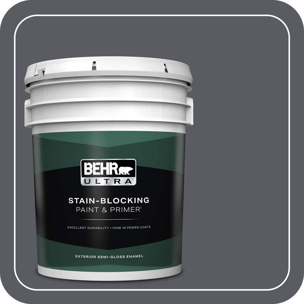 BEHR ULTRA 5 gal. #PPU18-02 Pencil Point Semi-Gloss Enamel Exterior Paint & Primer