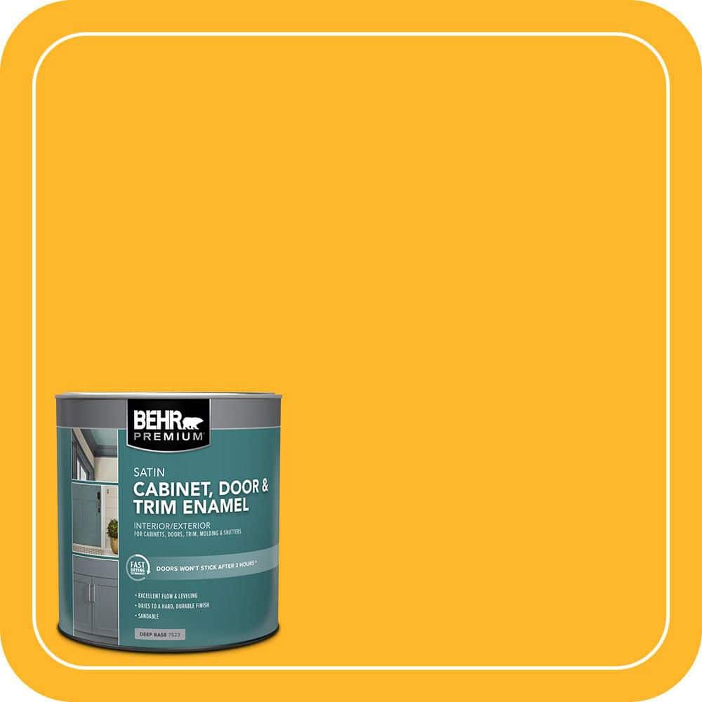 BEHR PREMIUM 1 qt. #P260-7 Extreme Yellow Satin Enamel Interior/Exterior Cabinet, Door & Trim Paint