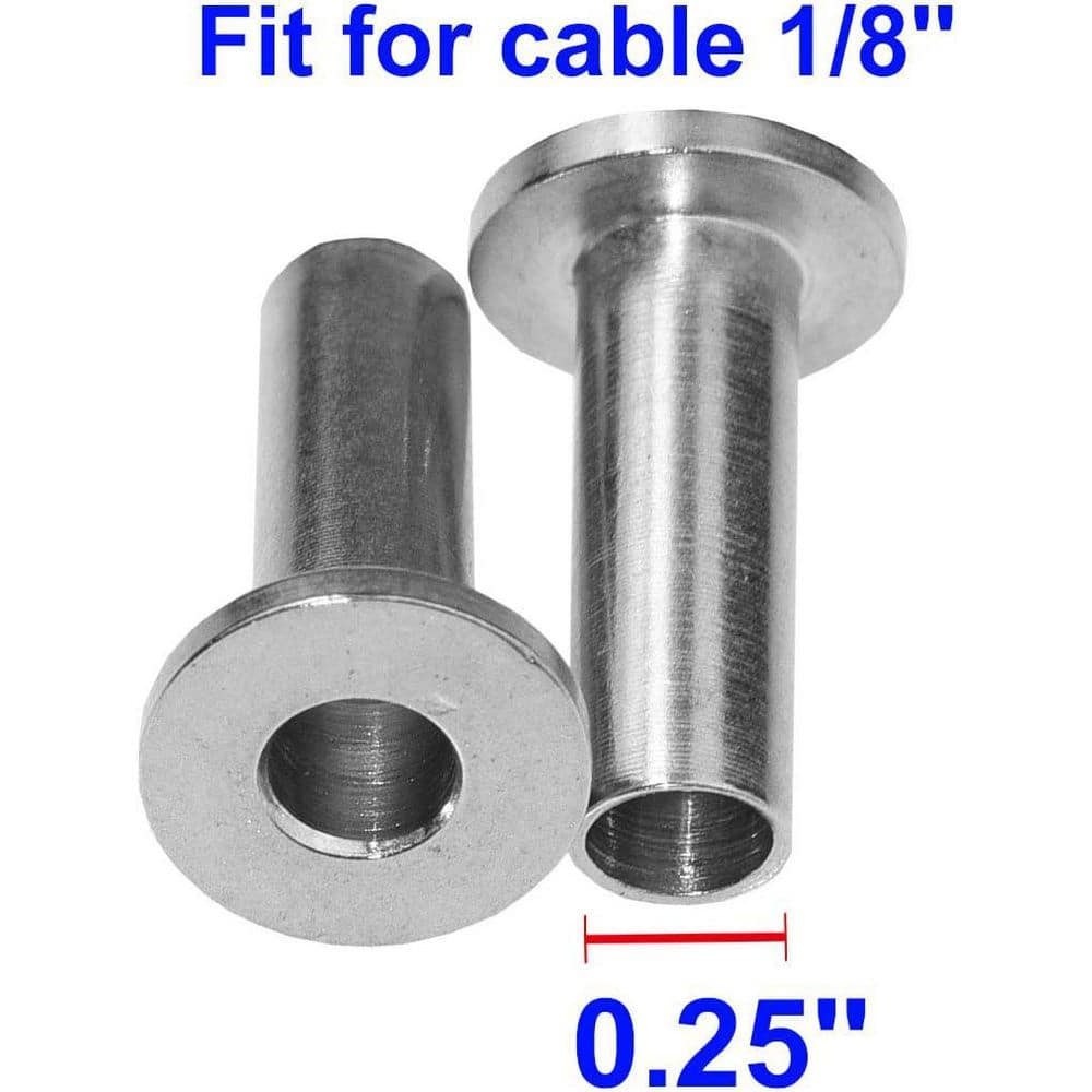 Afoxsos Stainless Steel Protector Sleeves for 1/8 Wire Rope Cable Railing Deck Wood Posts DIY Balustrade 30 Pack with Drill Bit (3)