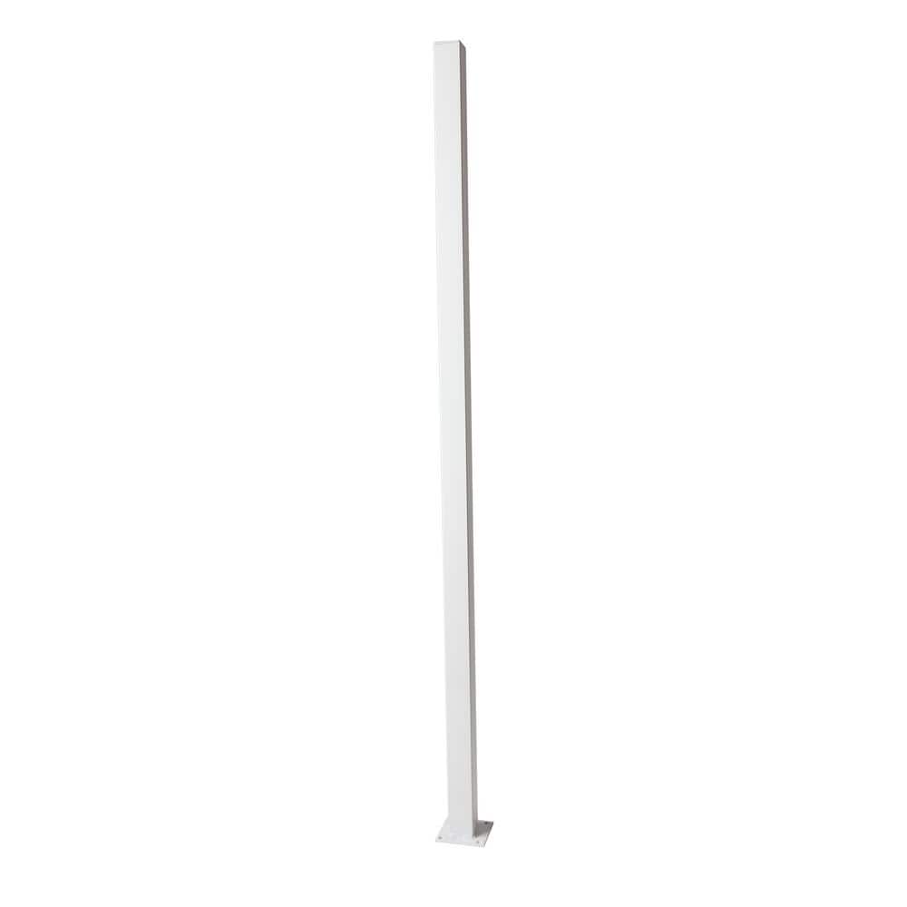 Unbranded 2 in. x 2 in. x 5 ft. White Metal Fence Post with Flange and Post Cap