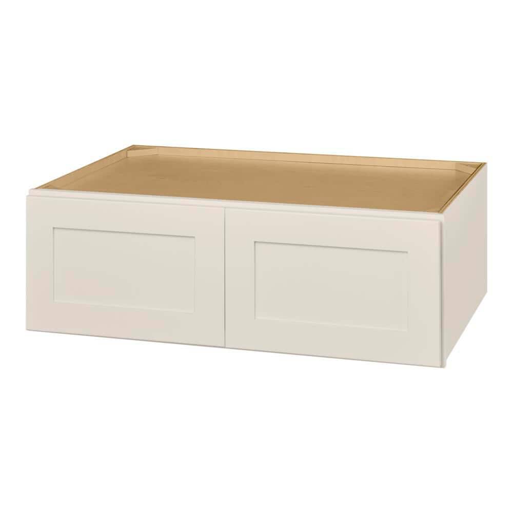 Hampton Bay Avondale 33 in. W x 24 in. D x 12 in. H Ready to Assemble Plywood Shaker Wall Bridge Kitchen Cabinet in Antique White