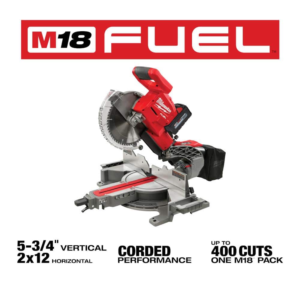 Milwaukee M18 FUEL 18V 10 in. Lithium-Ion Brushless Cordless Dual Bevel Sliding Compound Miter Saw Kit & M18 FUEL 18GA Brad Nailer (2)