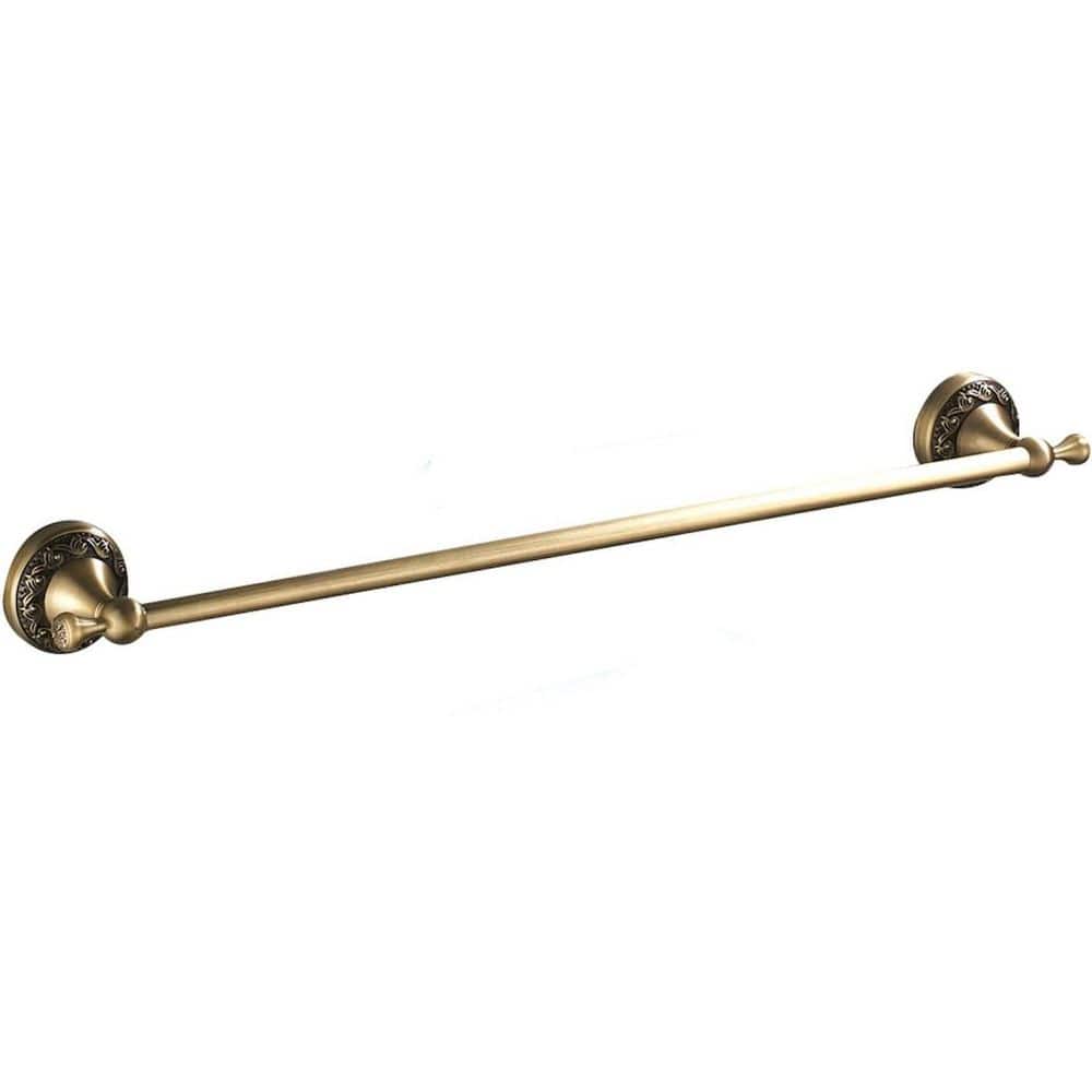 Unbranded Adjustable Antique Brass Towel Bar Expandable 15.2 to 27.8 in. Vintage Wall Mount Bathroom Accessory Holder Rod (1)