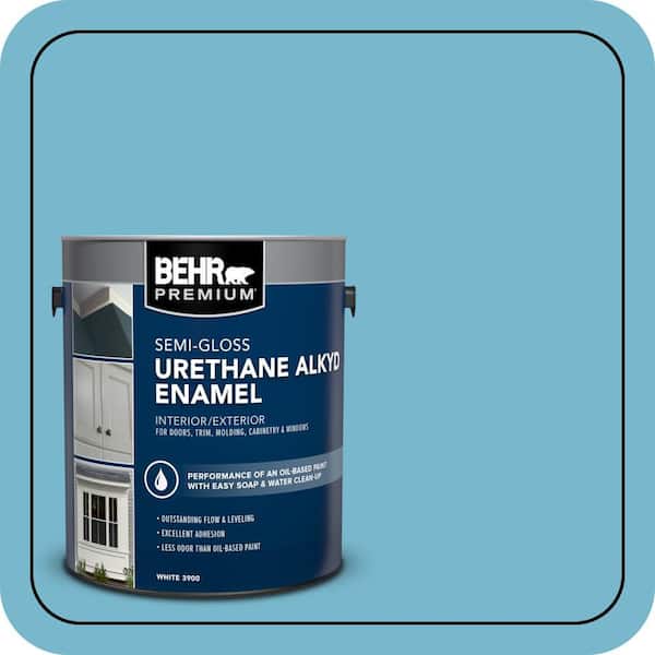 BEHR PREMIUM 1 gal. #M480-4 Below Zero Urethane Alkyd Semi-Gloss Enamel Interior/Exterior Paint (2)