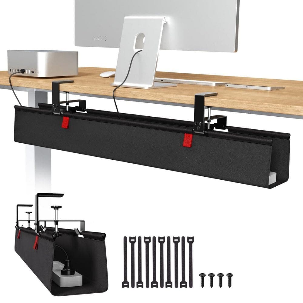Unbranded 36 in. Under Desk Cable Management Tray 5.5 in. W x 5.5 in. H No Drill Clamp/Screw Mount Premium Fabric Cord Organizer (3)