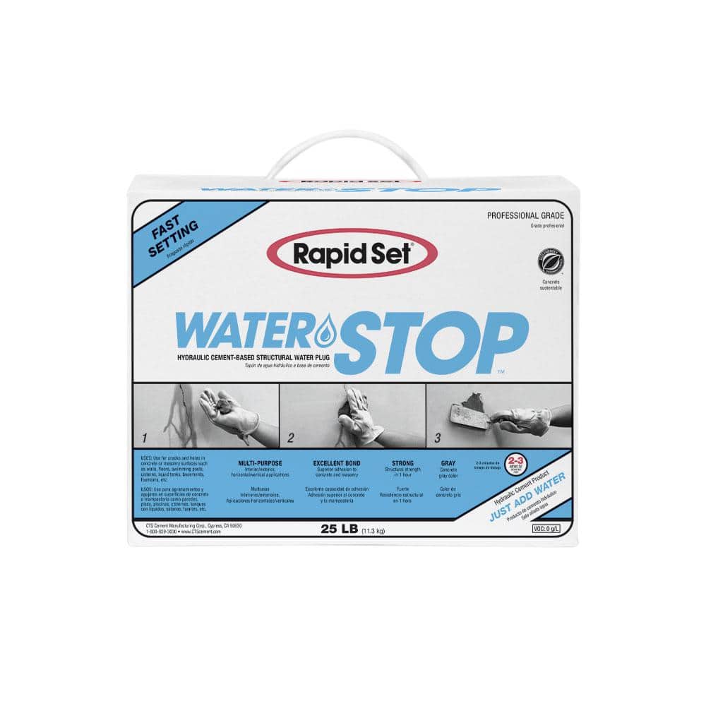 Rapid Set 25 lbs. Water Stop Hydraulic Cement Crack Filler in Gray (1)