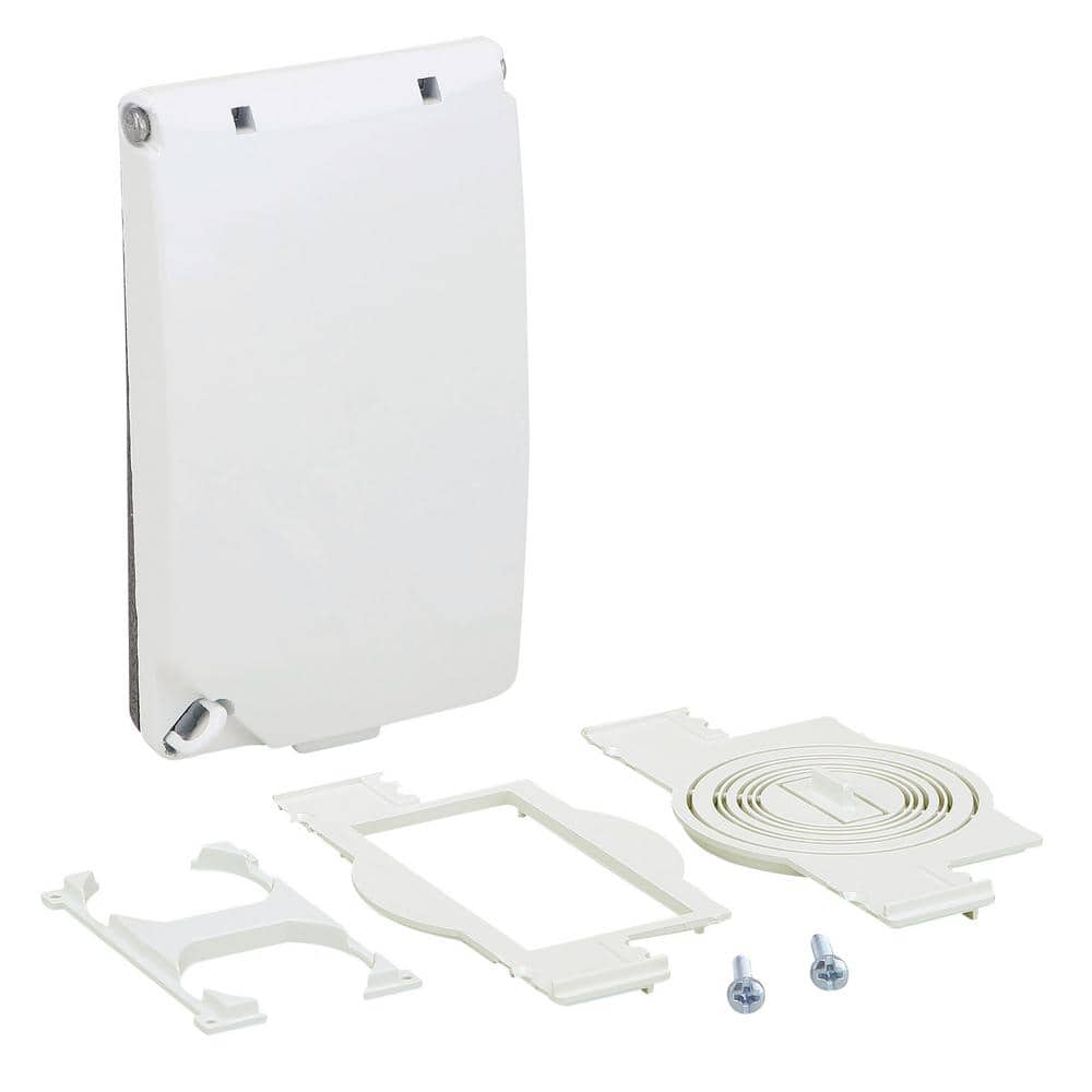 Commercial Electric 1-Gang Horizontal/Vertical Metallic Weatherproof Flat Outlet Cover (24-in-1-Configurations), White