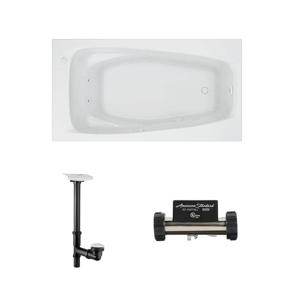 American Standard EverClean 60 in. 32 in. Rectangular Acrylic Drop-In Whirlpool Bathtub with Drain and Heater