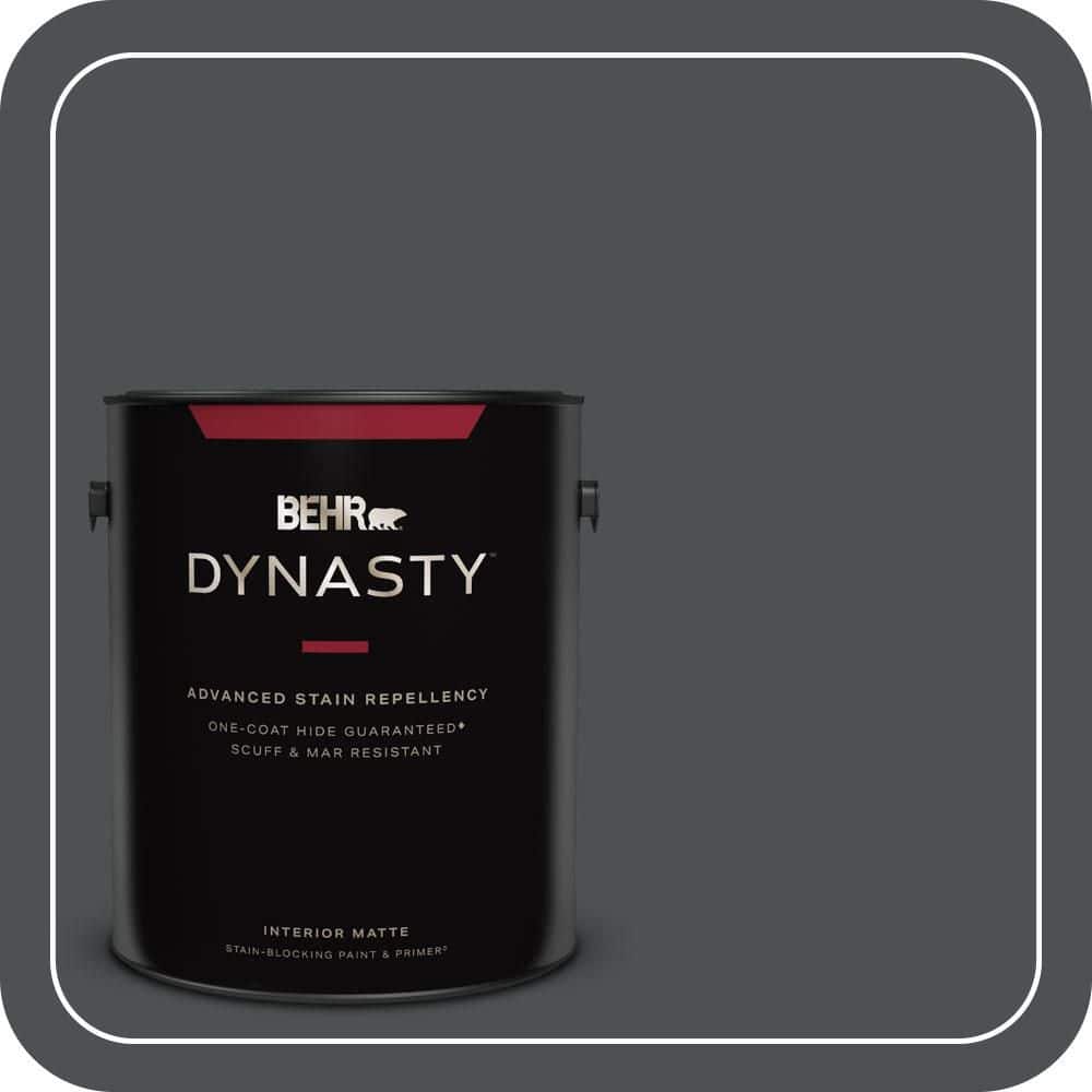 BEHR DYNASTY 1 gal. #PPU26-01 Satin Black Matte Interior Stain-Blocking Paint & Primer