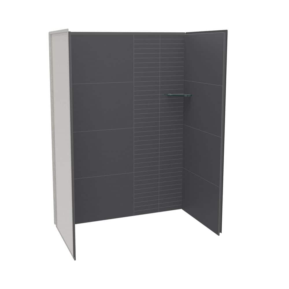 MAAX Utile 60 in. W x 32.5 in. D x 80 in. H Three piece Direct-to-Stud Composite Alcove Shower Wall Surrounds in Charcoal (2)