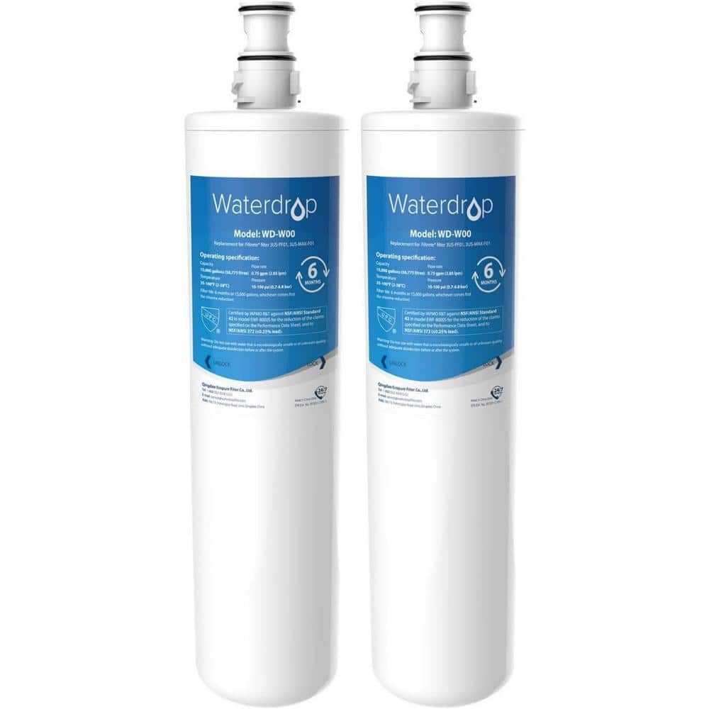 Waterdrop 3US-MAX-F01 Maximum Under Sink Water Filter,Replacement for Filtrete 3US-PF01, 3US-PS01,NSF/ANSI 42 Certified, Pack of 2 (1)