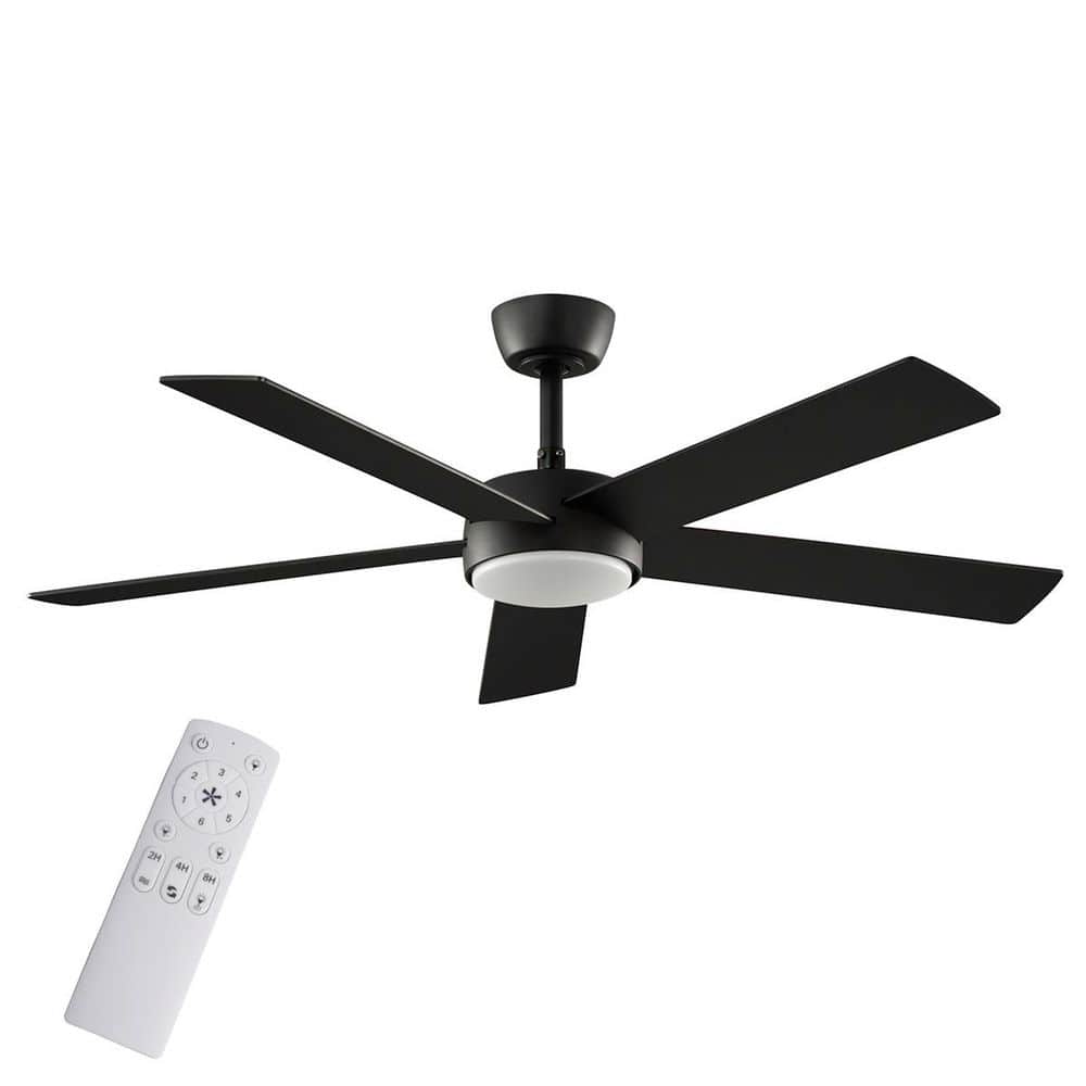 Hampton Bay Benning 52 in. Indoor Matte Black Downrod Mount Ceiling Fan with Adjustable White Light LED and Remote Control Included (3)