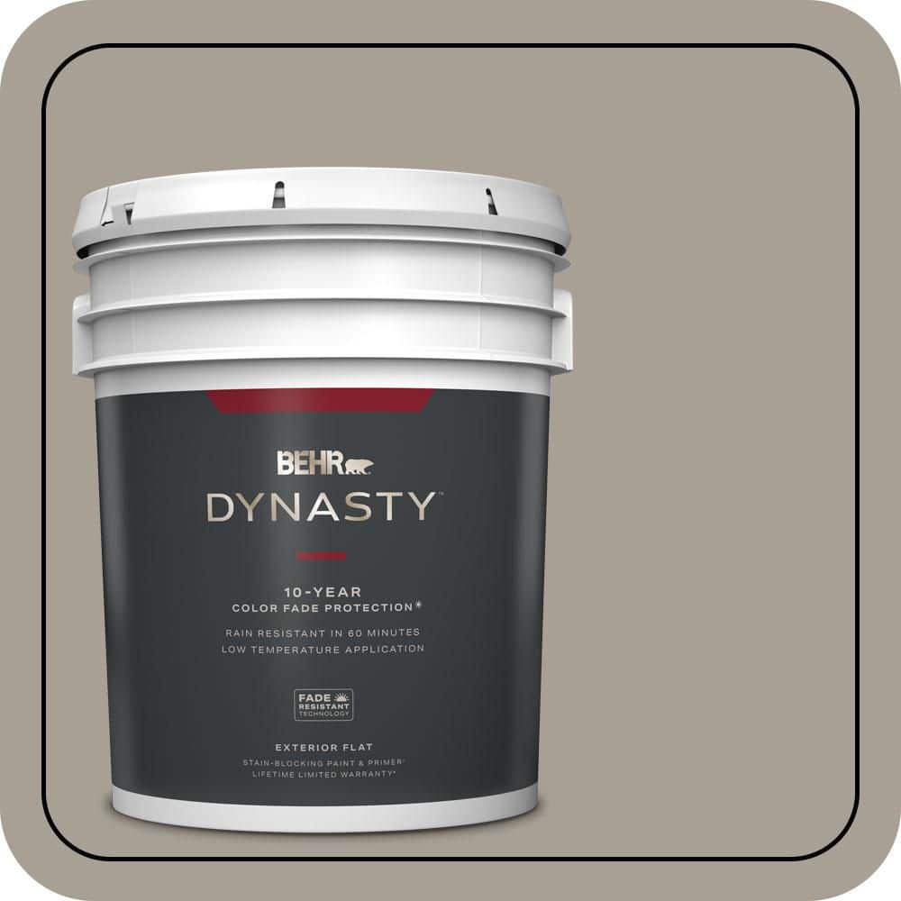 BEHR DYNASTY 5 gal. #PPU24-09 True Taupewood Flat Exterior Stain-Blocking Paint & Primer