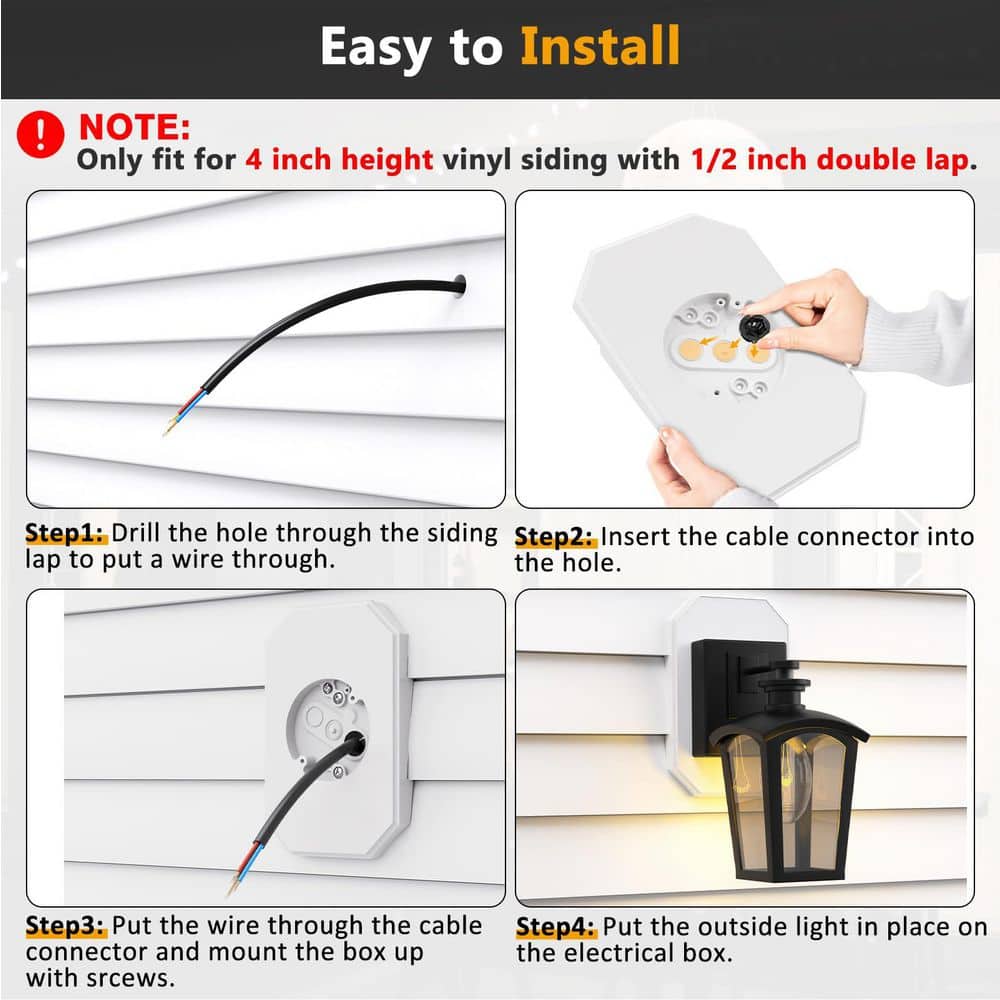 Laybus 6.53 in. x 10.23 in. Siding Mounting Kit, Textured and Paintable White Surface, Made of Solid and Sturdy Plastic (3)