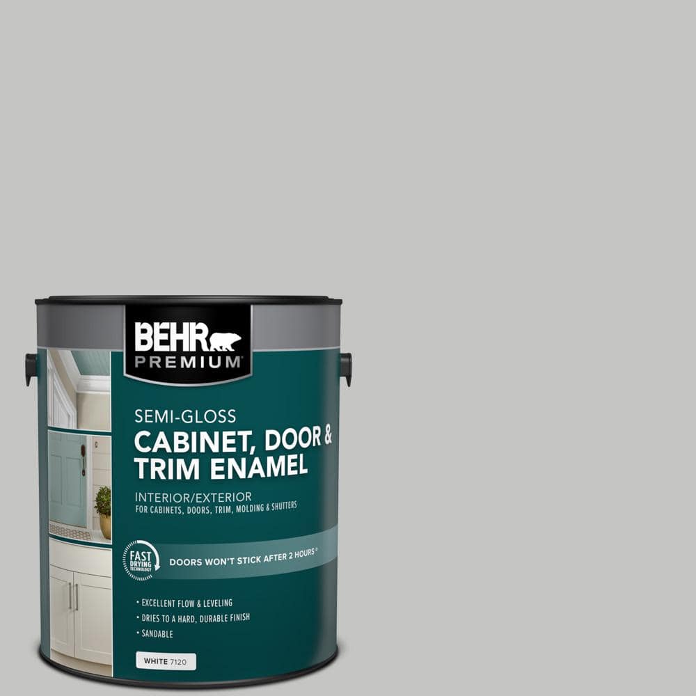 BEHR PREMIUM 1 gal. #N520-2 Silver Bullet Semi-Gloss Enamel Interior/Exterior Cabinet, Door & Trim Paint (1)