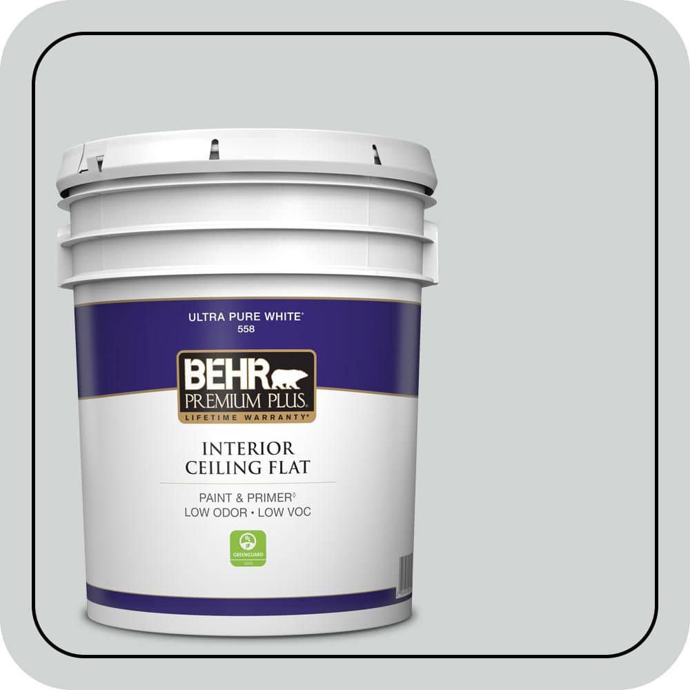 BEHR PREMIUM PLUS 5 gal. #N450-1 Evaporation Ceiling Flat Interior Paint & Primer (1)