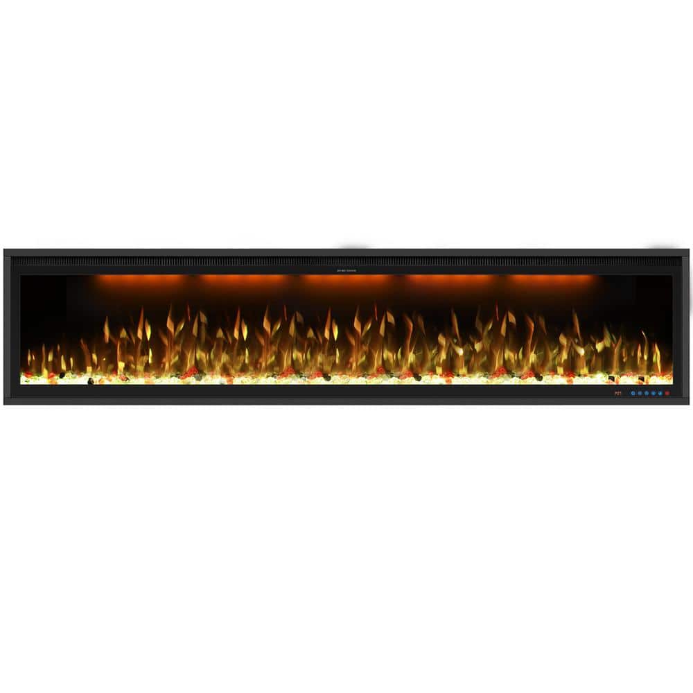 Delandgrand 88 in. Smart Electric Fireplace Insert ，Recessed & Wall Mount Fireplace Heater, 1-9H Timer, 507 Color Combinations (1)