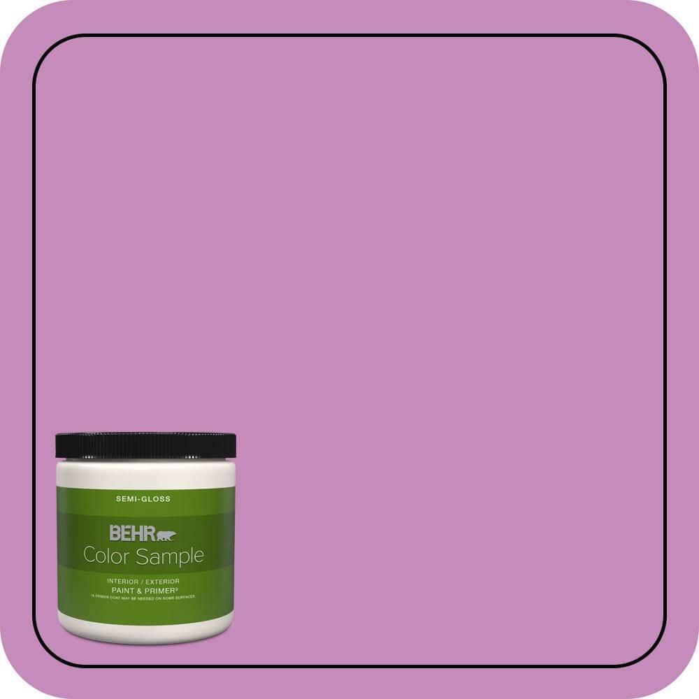 BEHR PREMIUM PLUS 8 oz. #P110-4 Rock Star Pink Semi-Gloss Interior/Exterior Paint & Primer Color Sample