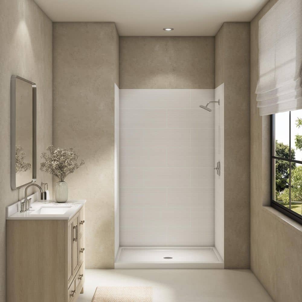 CRAFT + MAIN JETCOAT FLEX 48 in. W x 80 in. H x 34 in. D 12-Piece Glue Up Composite Alcove Shower Surround in Cords (2)