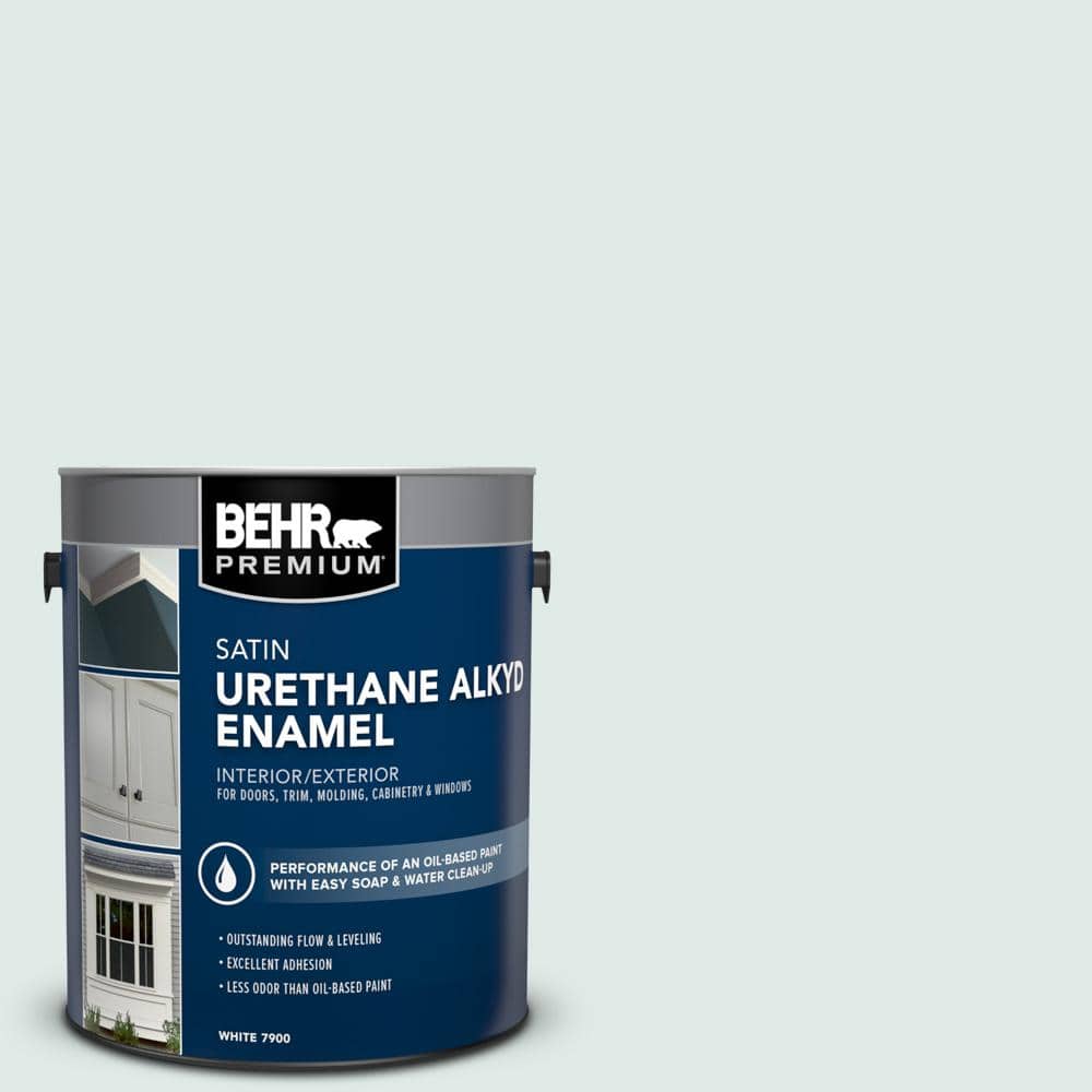BEHR PREMIUM 1 gal. #BL-W01 Calm Urethane Alkyd Satin Enamel Interior/Exterior Paint (1)