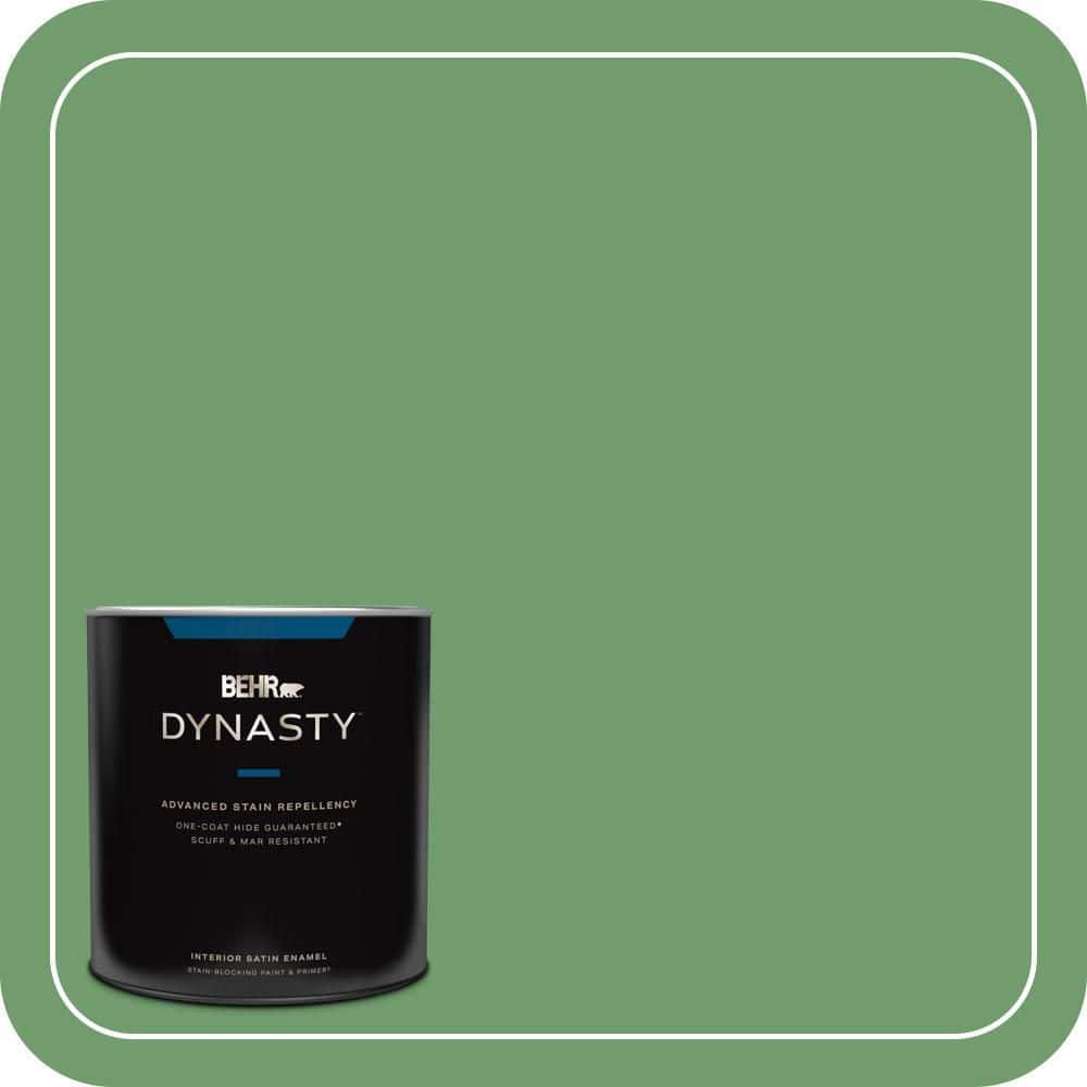 BEHR DYNASTY 1 qt. #450D-6 Shire Green Satin Enamel Interior Stain-Blocking Paint & Primer