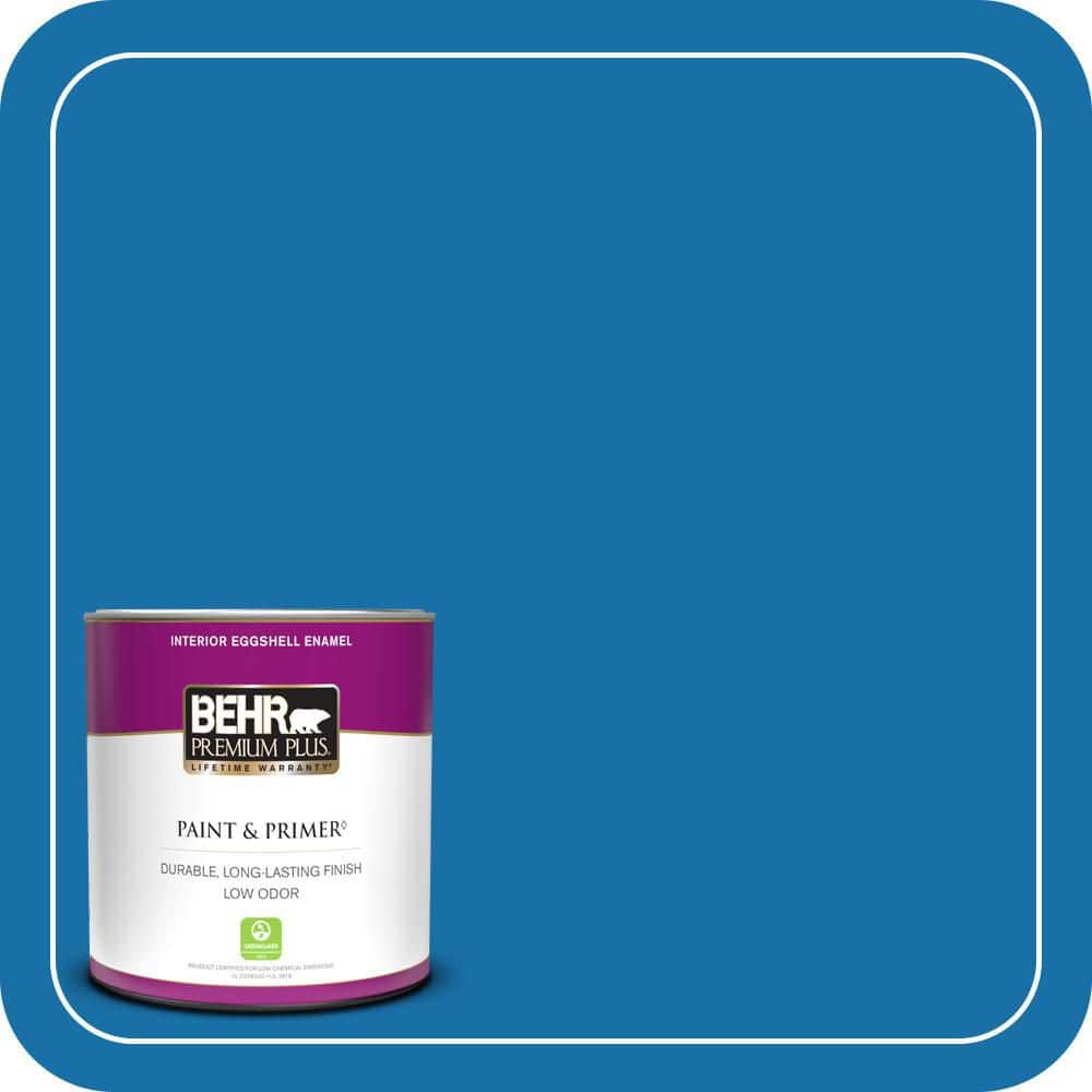 BEHR PREMIUM PLUS 1 qt. #560B-7 Cerulean Eggshell Enamel Low Odor Interior Paint & Primer