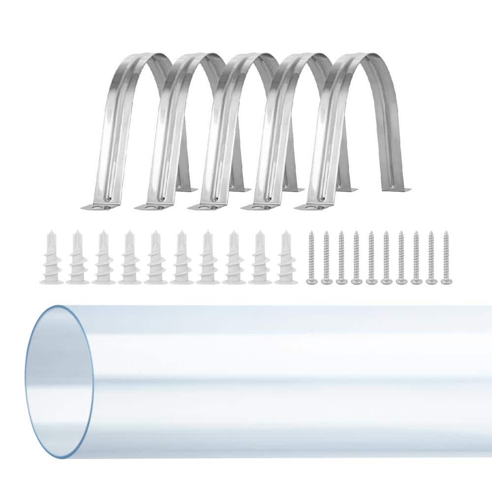 ‎POWERTEC PVC Pipe 2-1/2 in. x 36 in. Long and Steel Hangers with Self Tapping Drywall Anchors, Screws for Dust Collection System