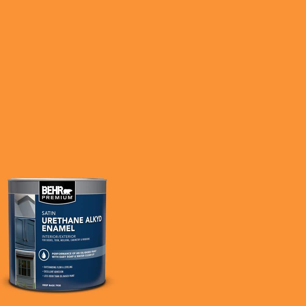 BEHR PREMIUM 1 qt. #P240-7 Joyful Orange Satin Enamel Urethane Alkyd Interior/Exterior Paint (1)