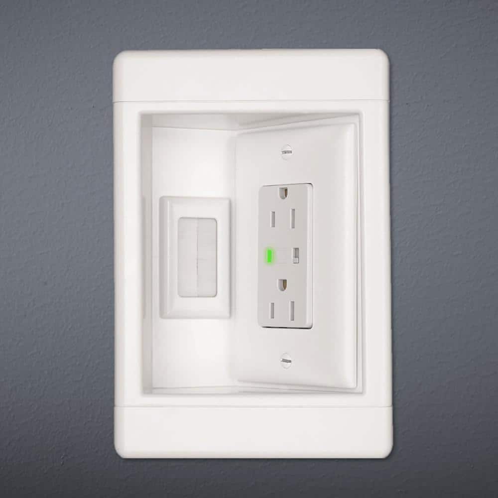 Legrand Pass & Seymour 1 Gang Recessed TV Media Box with Low Voltage Brush Insert, White (3)