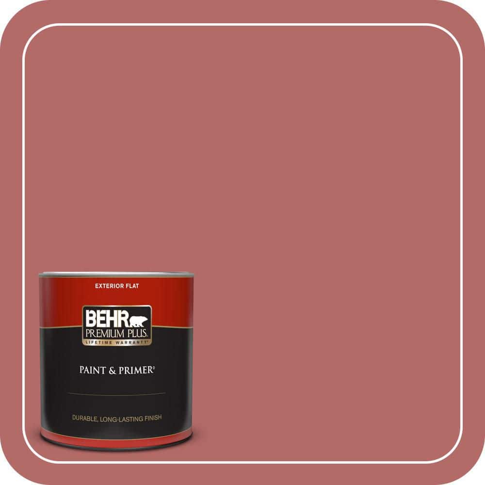 BEHR PREMIUM PLUS 1 qt. #PMD-12 Desert Rose Flat Exterior Paint & Primer