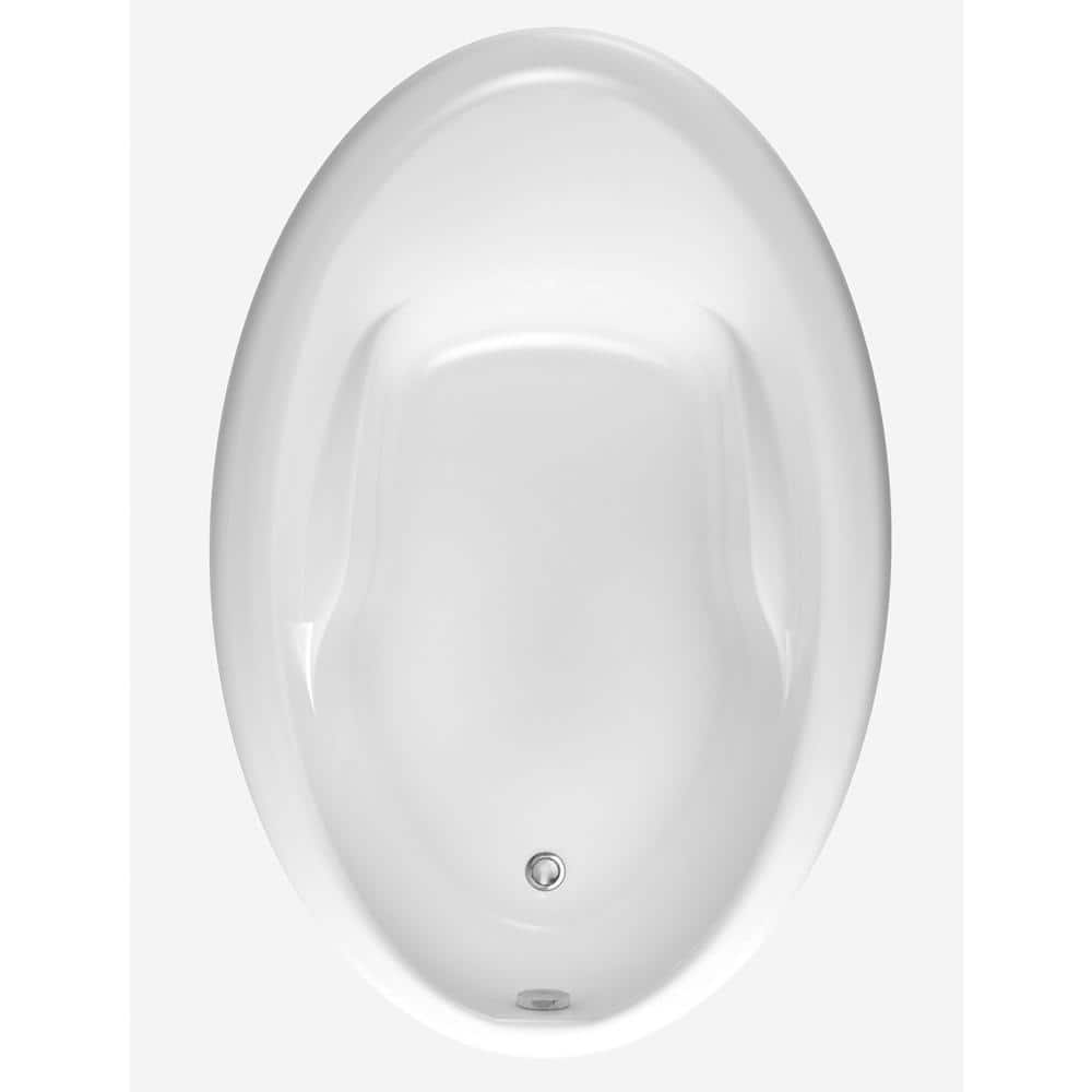 Aquatic Starla 57 in. x 38 in. Acrylic Reversible Drain Oval Drop-In Soaking Bathtub in White (2)