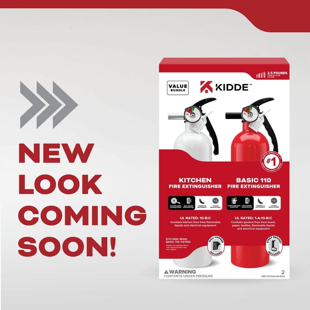 Kidde Residential and Kitchen 1-A:10-B:C Class ABC and Class BC 5.5 lbs. Fire Extinguisher (2-Pack), FA110G;M10G (3)