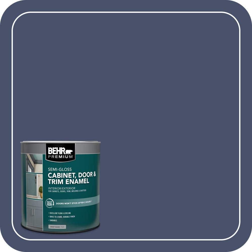 BEHR PREMIUM 1 qt. #M530-7 Elegant Navy Semi-Gloss Enamel Interior/Exterior Cabinet, Door & Trim Paint