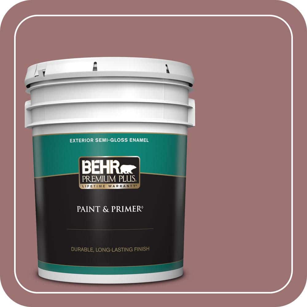 BEHR PREMIUM PLUS 5 gal. #QE-05 Regal Rose Semi-Gloss Enamel Exterior Paint & Primer