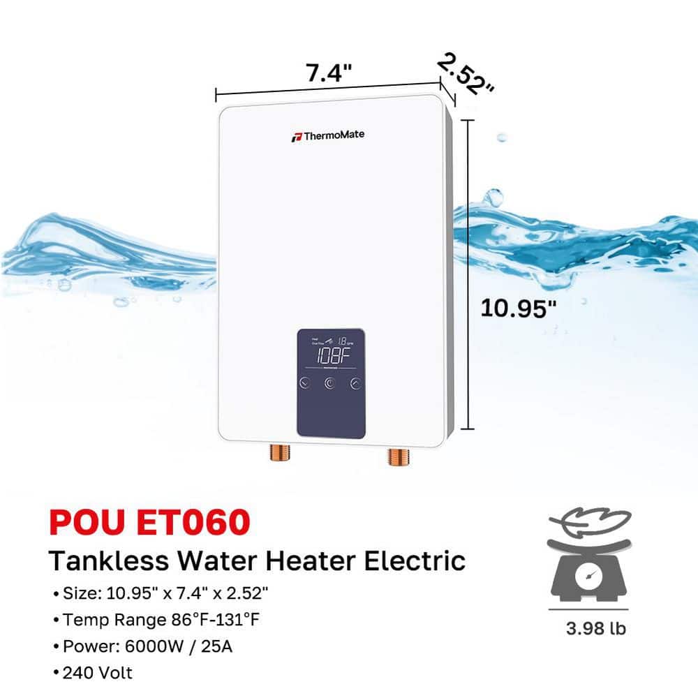 thermomate 1.07 GPM 6kW Electric Tankless Water Heater for Sink Faucet with 1-Year Warranty, 240V (2)