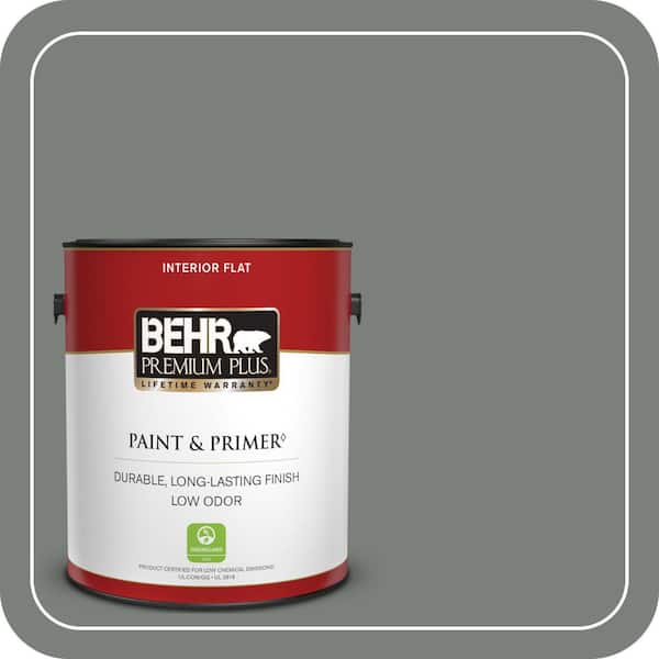 BEHR PREMIUM PLUS 1 gal. #MQ6-20 Coastal Storm Flat Low Odor Interior Paint & Primer (2)