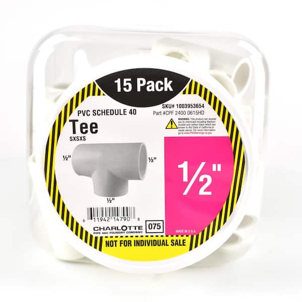 Charlotte Pipe 1/2 in. PVC Tee S x S x S Pro Pack (15-Pack) (2)