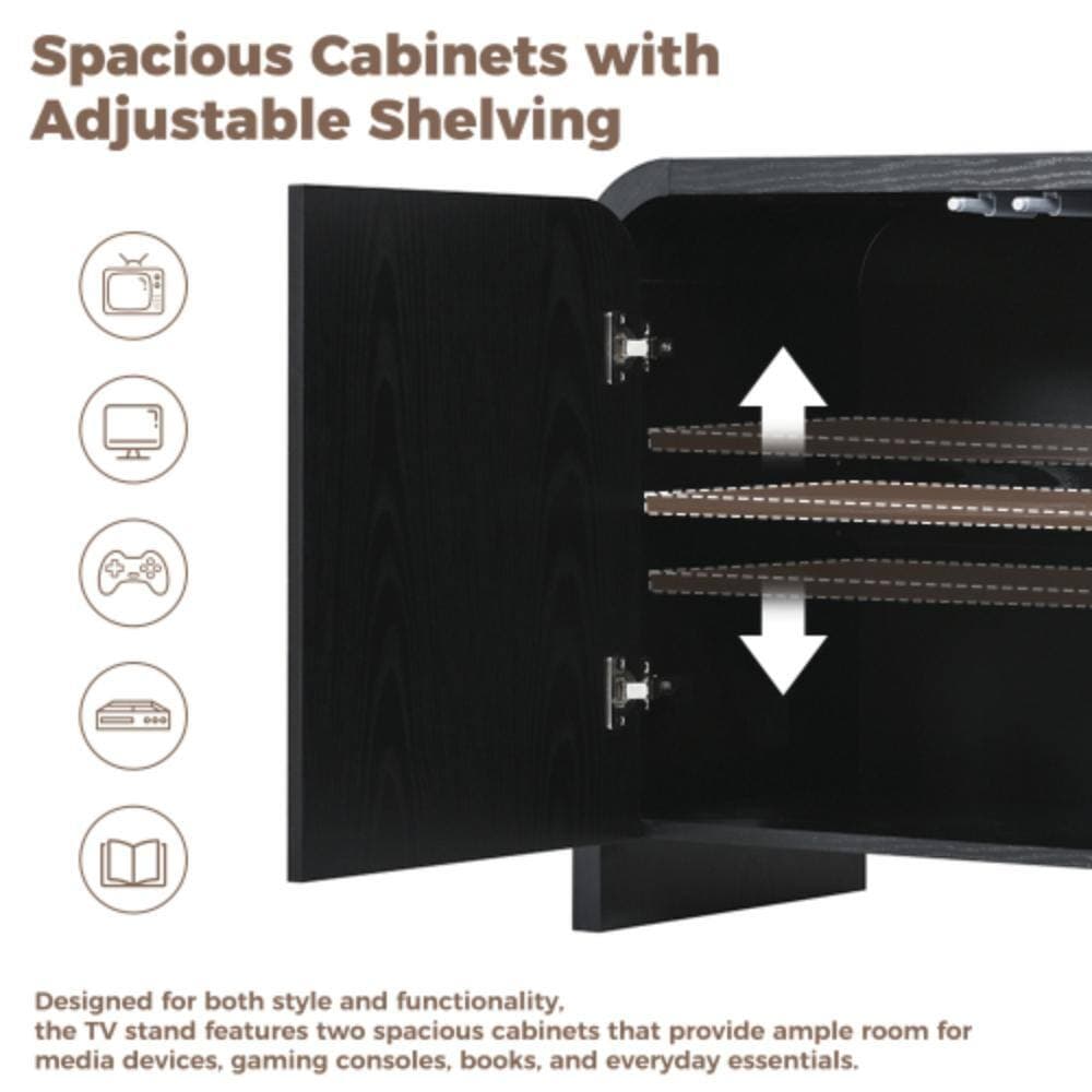 Unbranded 65.74 in. W x 14.9 in. D x 25.5 in. H Bathroom Black Linen Cabinet (3)