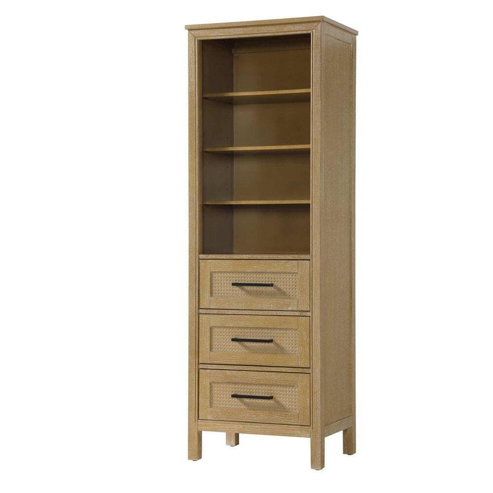 TIMELESS HOME 24 in. W x 18 in. D x 72 in. H Beige Freestanding Linen Cabinet (3)