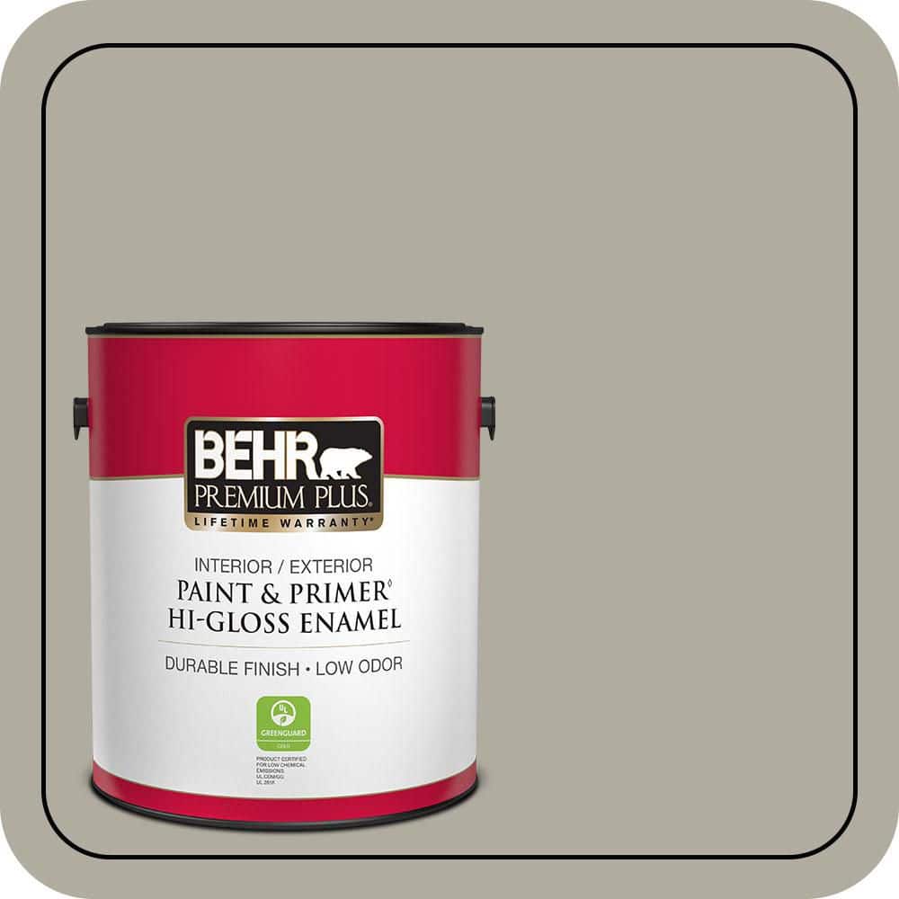 BEHR PREMIUM PLUS 1 gal. #PPU25-06 Wells Gray Hi-Gloss Enamel Interior/Exterior Paint & Primer