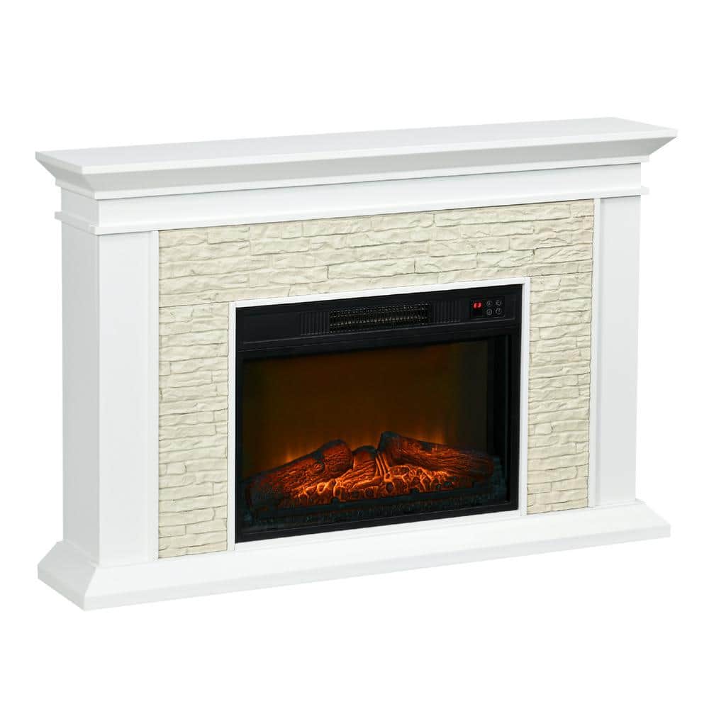 Ahfiwaso 47.25 in. x 31.5 in. Electric Fireplace with Mantel, 1400W, Freestanding with Remote Control, Overheat Protection, White (1)