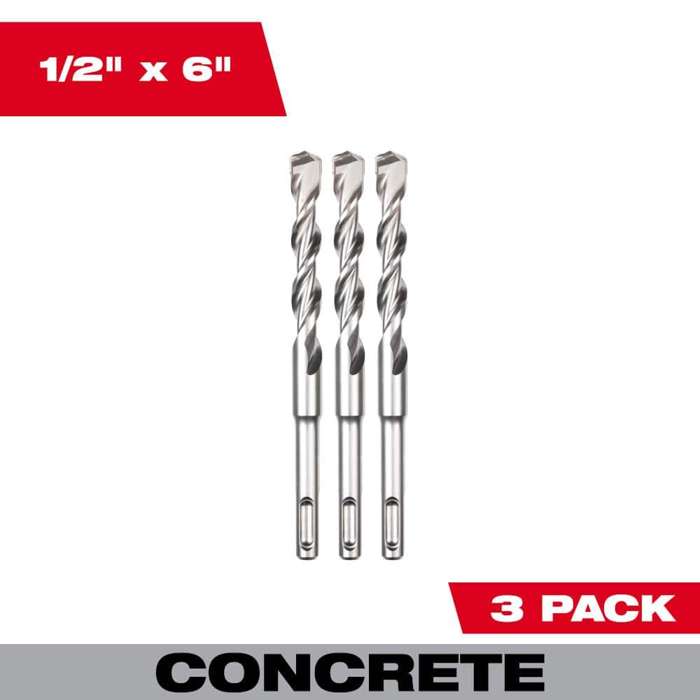 Milwaukee SDS PLUS M2 2-Cutter 1/2 in. x 6 in. Drill Bit-3 Pack (1)