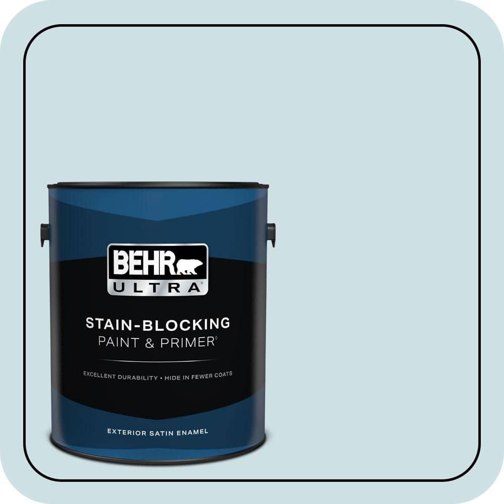 BEHR ULTRA 1 gal. #530E-2 Cool Sky Satin Enamel Exterior Paint & Primer